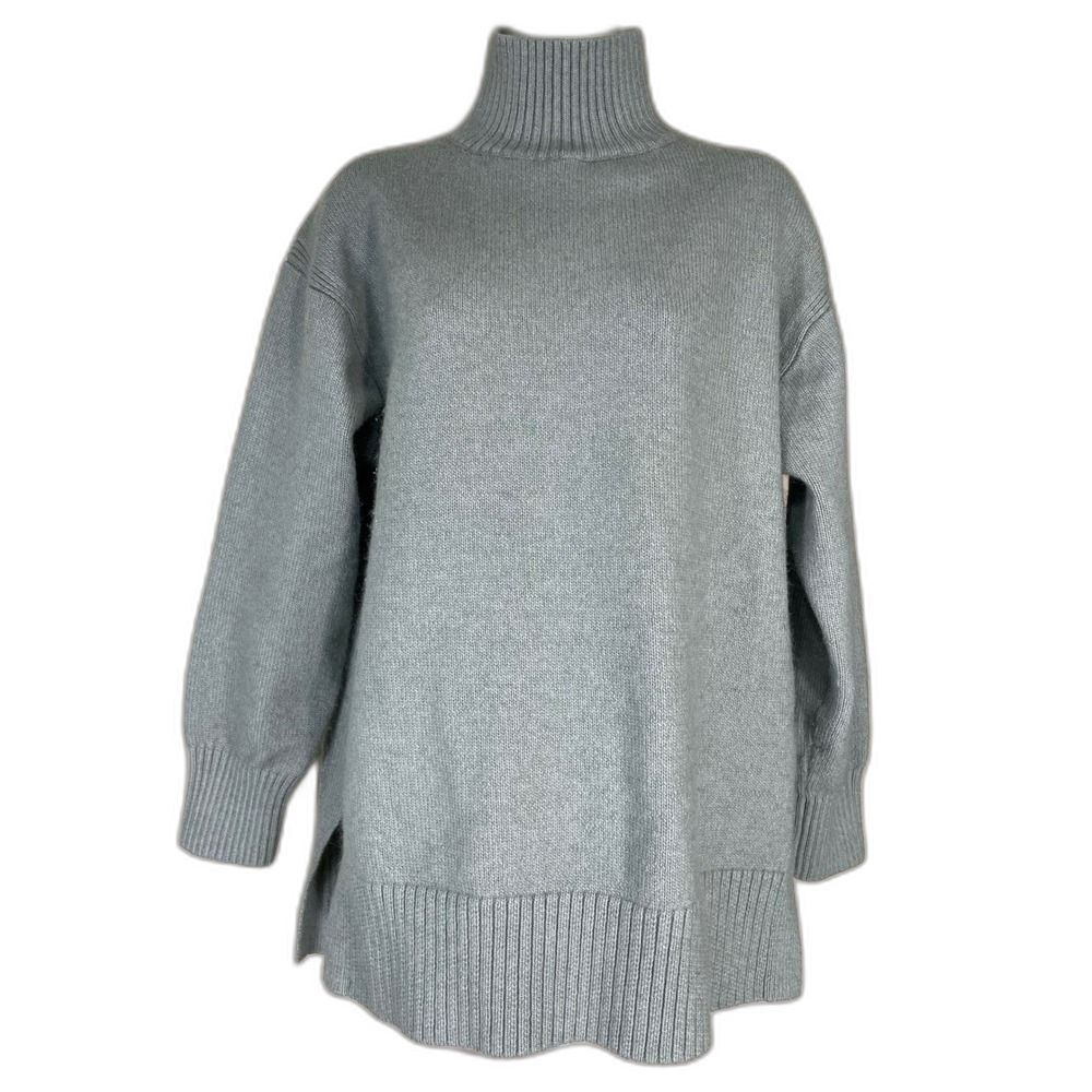 Wool Blend H&M Turtleneck Sweater W/ M Sage Green Side Slit LN/NWOT